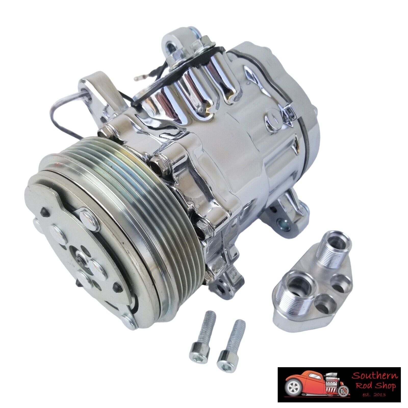 Chrome Mini Sanden SD7 7176 Style AC Compressor R134 Serpentine With ...