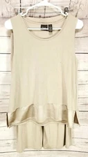 NWT Chicos Travelers 2pc Tank + Pant Set Size M Women Brown Slinky Wide Leg Crop