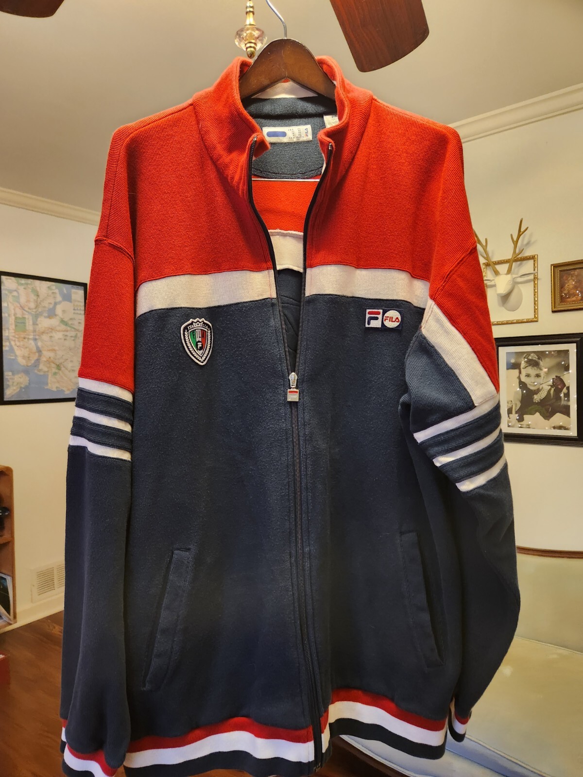 Vintage FILA Italia Uomo Warm Up Track Jacket XXL 58 Blu Rosso Bianco