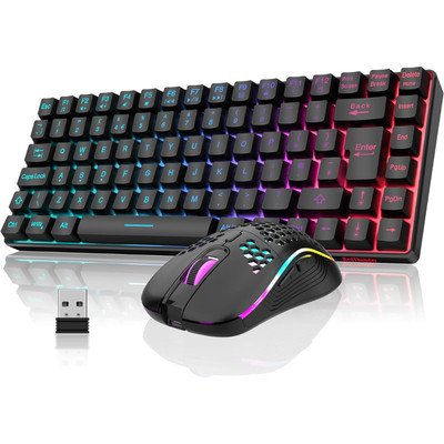 RedThunder K84 75 % kabellose Gaming-Tastatur und -Maus Regenbogen-Hintergrundbeleuchtung UK