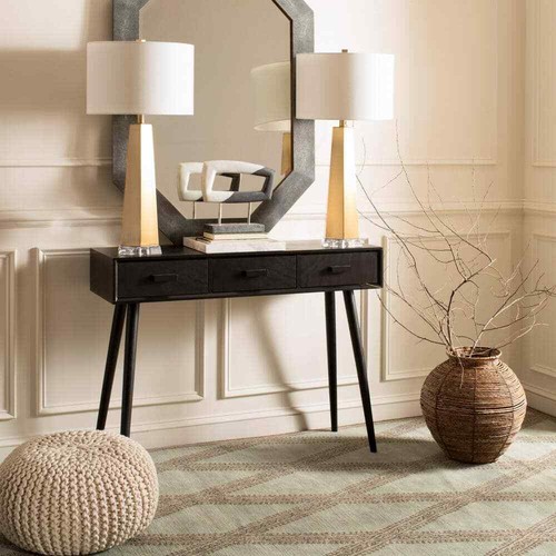 Albus 42 in. 3-Drawer Black Wood Console Table - Picture 7 of 8