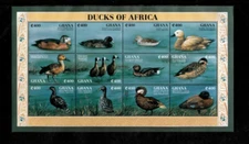 Ghana 1995 - Ducks Birds - Sheet of 12 Stamps - Scott #1794 - MNH