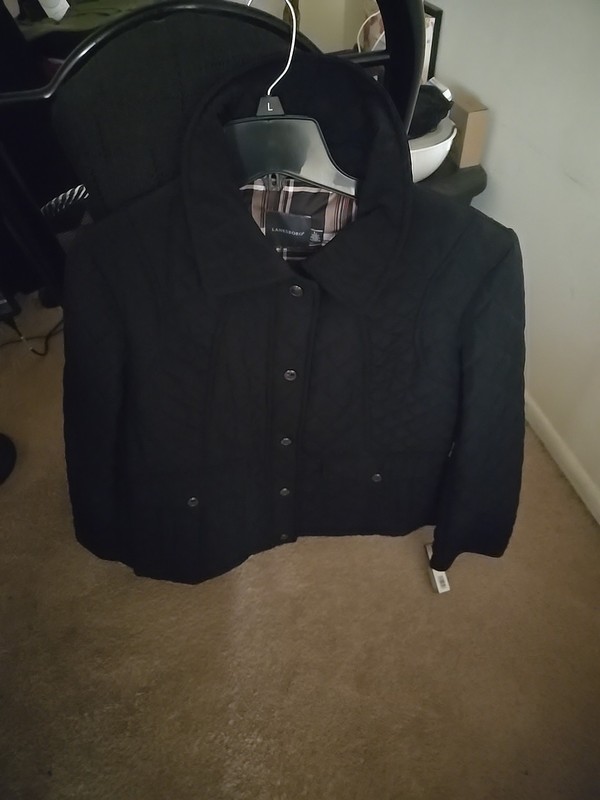 Lanesboro Women's Fitted Quilted Barn Black Jacket High Neck Zipper Size Large