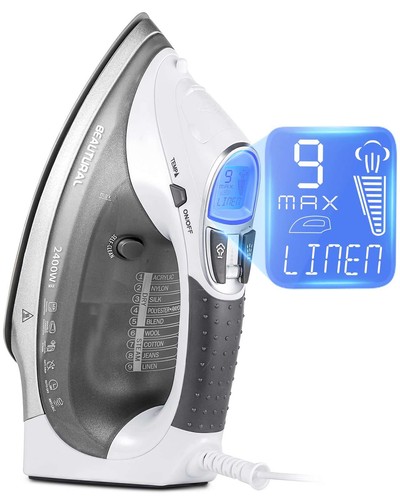 BEAUTURAL Steam Iron with LCD Display & Double Ceramic Coated Soleplate