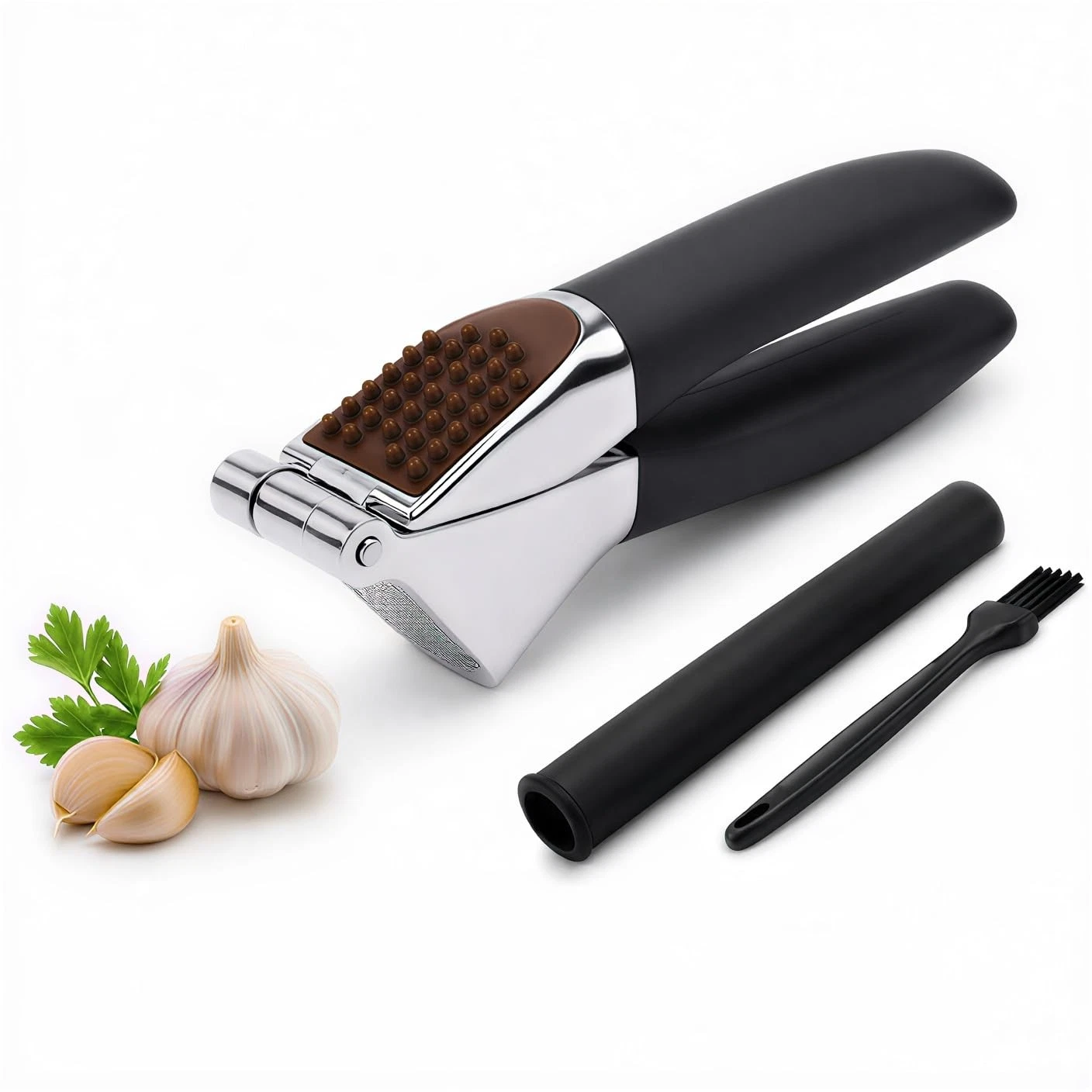 Garlic Press Set with Silicone Peeler & Cleaning Brush – Heavy Duty Alloy Min...
Opens in a new wind
