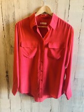 NWOT 208 EQUIPMENT Femme Signature Blouse S Persian Red Washed Silk Shirt