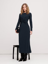 BNWT $150 BANANA REPUBLIC NAVY BLUE JERSEY KNIT TWIST FRONT MAXI DRESS SIZE XL