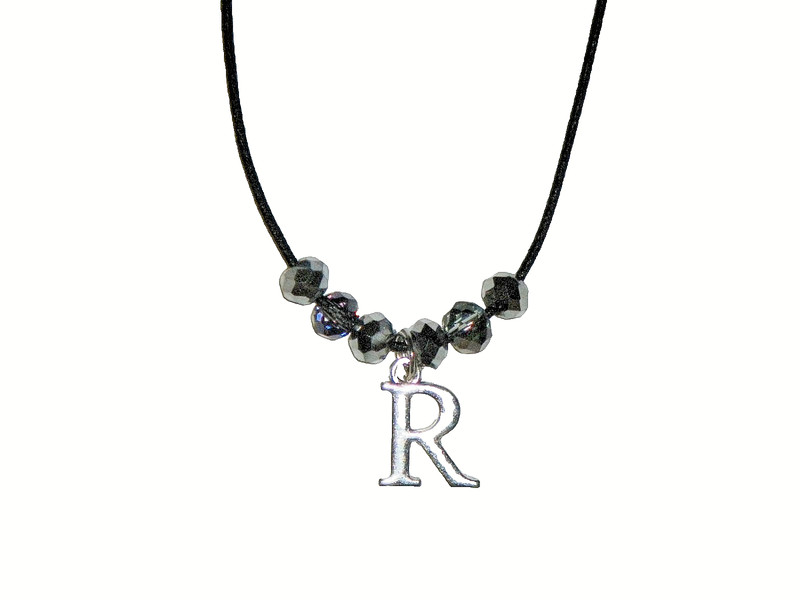 INITIAL "R" PENDANT NECKLACE (13 3/4"):  HAND-MADE JEWELRY BY T.L.C.