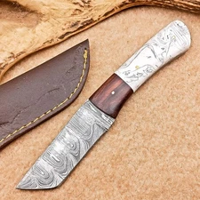 Handmade Damascus steel Skinner Knife | 8.0" | Full Tang, Leather Sheath IT-2672