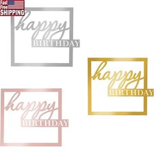 Happy Birthday Cake Toppers Acrylic Mirror Decoration 3PCS DIY Party Supplies US