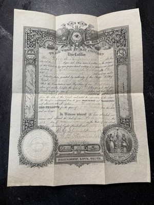 1885 IOOF Odd Fellows Visiting Card Richmond Maine Fraternal Certificate