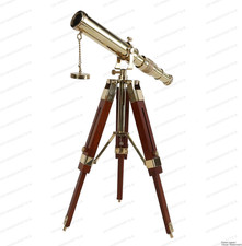 Antique Brass Telescope on Tripod - Nautical Decor Adventure Spyglass