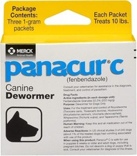 Panacur C Canine Dewormer Fenbendazole , 1 Gram, Yellow, 3 Count Pack of 1
