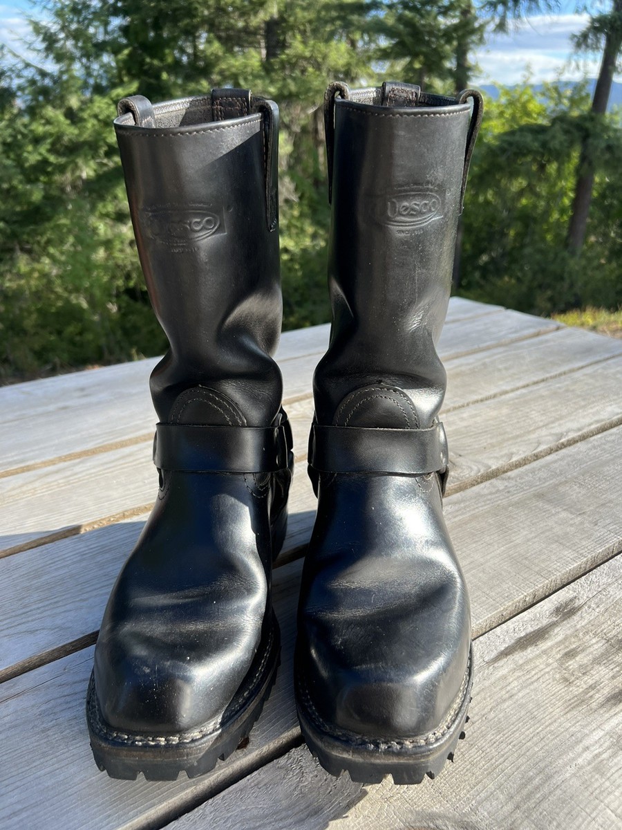 Wesco Motorcycle Harness Boots Black Leather Size 9.5 13” Engineer