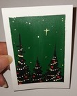 ACEO Original green night sky Acrylic painting.