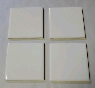 Vintage Mosaic Tile WHITE Ceramic 4 1/4'' X 4 1/4''