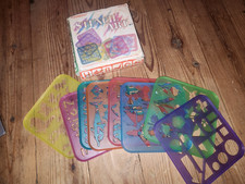 Vintage Tupperware Tuppertoys Stencil Art Set 8 Alphabet Shapes Animals Holiday