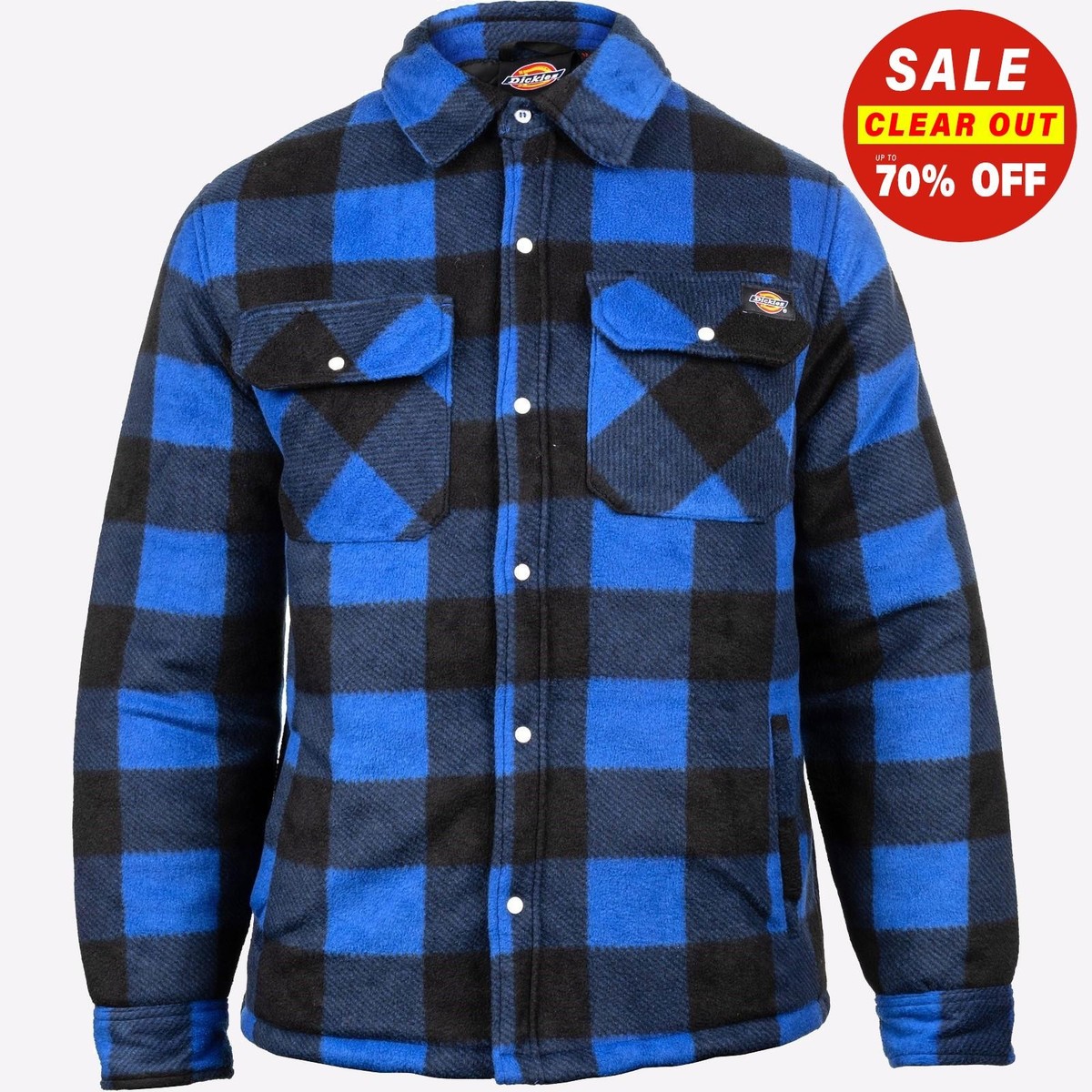 Dickies Portland Mens Outdoor Workwear Fleece Shirt Royal Blue