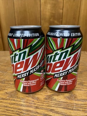 2x NEW Unopened Mountain Dew Merry Mash Up FULL Cans Sealed Holiday Limited 2020