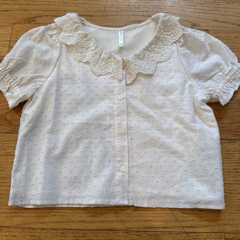 Rylee And Cru Ivory Swiss Dot Blouse Size 10-12y