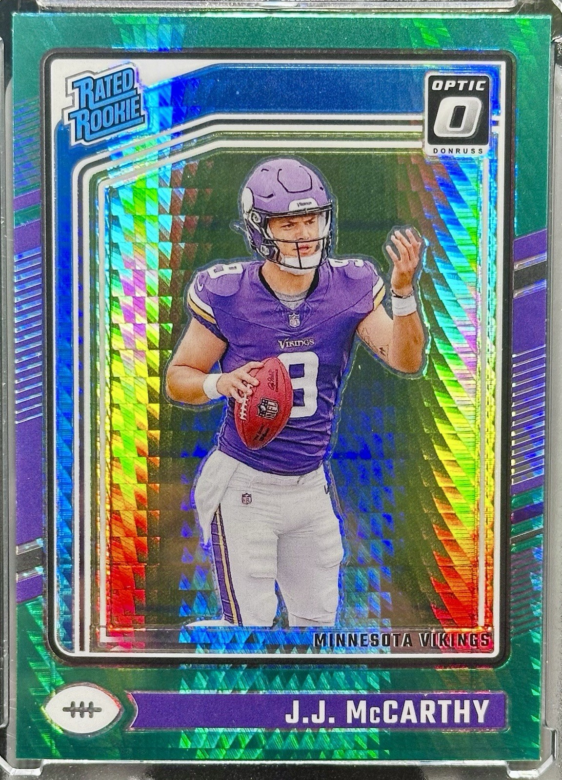 2024 Panini Donruss Optic - Rated Rookie J.J. McCarthy Green Hyper Prizm (RC)