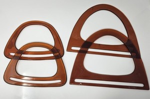 Lot 2 Pair Tortoise Clear Brown Macrame Craft Crochet Plastic Purse Handles VTG