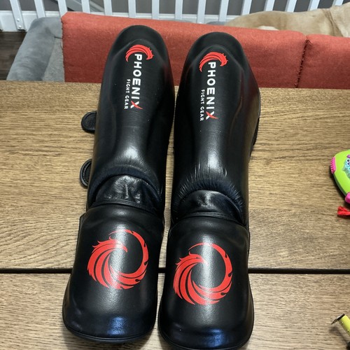 Phoenix Fight Gear Shin Guards with Extra Padding - Black - MMA-Muay Thai-Size M