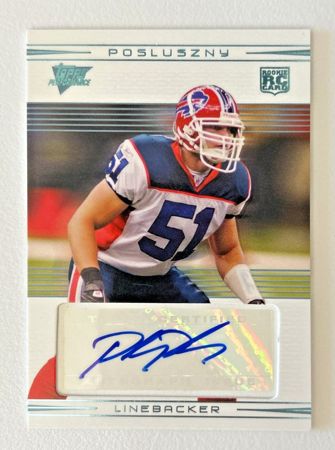 Paul Posluszny Topps Performance #133 Autograph
