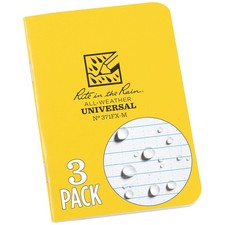 Rite in the Rain Weatherproof Mini Stapled Notebook, 3.25" x 4.625", Yellow C...