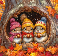 DIY Three Squirrels in Tree Diamond Painting Kit 40 40 cm D43