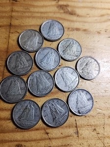 Lot of 12 Canada 10c George VI Type Silver Dimes