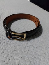 Nordstrom Black Leather Belt with Gold Buckle and Tan Interiorsize 32 Men's