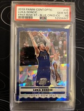 2019 Panini Contenders Optic Luka Doncic Front Row Seat Blue Cracked Ice PSA 10
