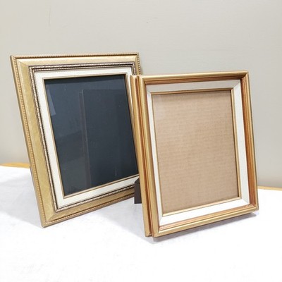 Gold Picture Frames Pair 8x10 Linen Liner Traditional Classic Tabletop Decor