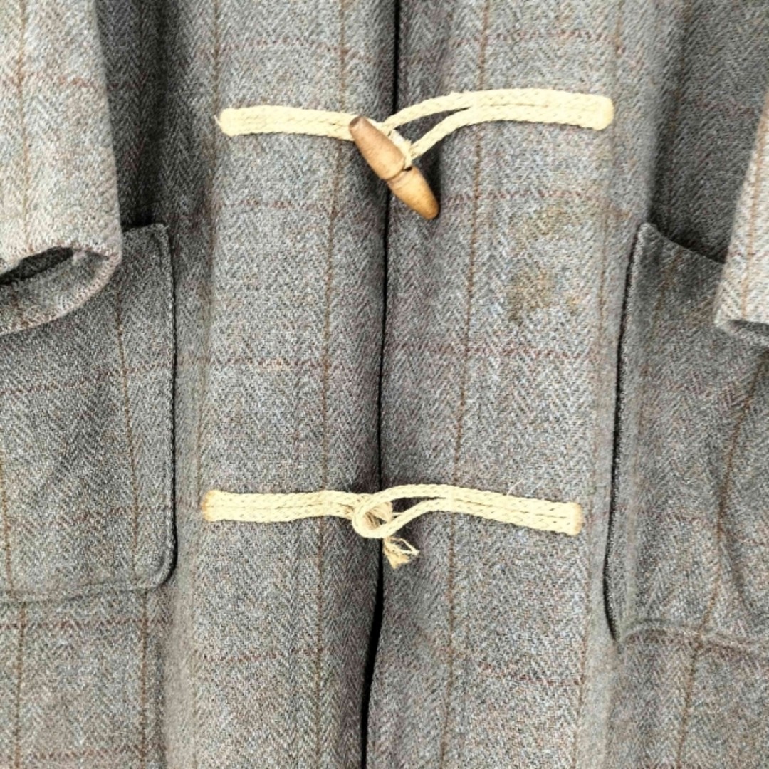 Polo Ralph Lauren Duffle Coat 90s Wool Check M 71cm 27.95in Brown