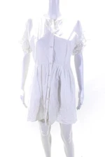 La Vie Rebecca Taylor Womens Short Sleeve Eyelet Dress White Size M 13553278