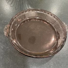 Vintage PYREX #229 Cranberry Glass  9.5" Pie Plate Fluted Dish Handles Scalloped