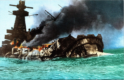 Postcard German Navy Battleship Graf Spee Sunk off the Coast of Uruguay in 1939