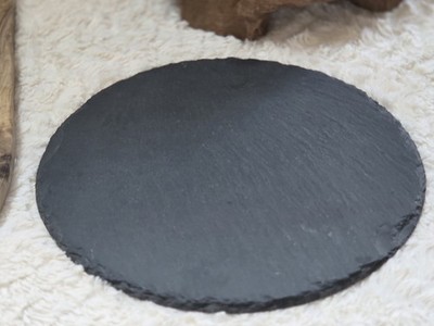 Round Slate Cheese Board Black Platter Tray Cutting Board 10''