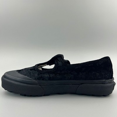 Vans Style 93 Mary Jane Women Size 6.5 Black Velvet T-Strap Buckle