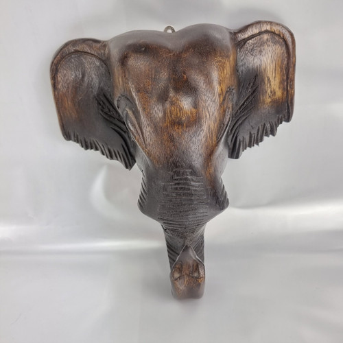 Vintage Elefantenkopf Skulptur Wandbehang Figur Holzkunst geschnitzt Kleiderhaken - Bild 5 von 7