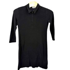 CHICOS DESIGN Black 3/4 Sleeve Zip Front Collar Dress Size 3 XL Wrinkle Free