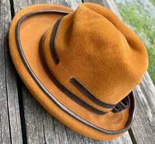 Mr John Jr Vintage Ladies Hat Black Brown Wool Made In Italy Fedora 1960s
