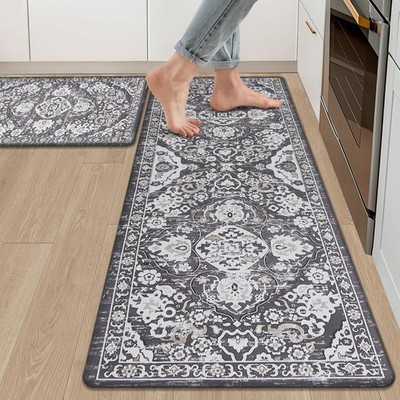 Anti Fatigue Kitchen Rugs Sets of 2 Cushioned Kitchen Mats for Floor Waterpro...