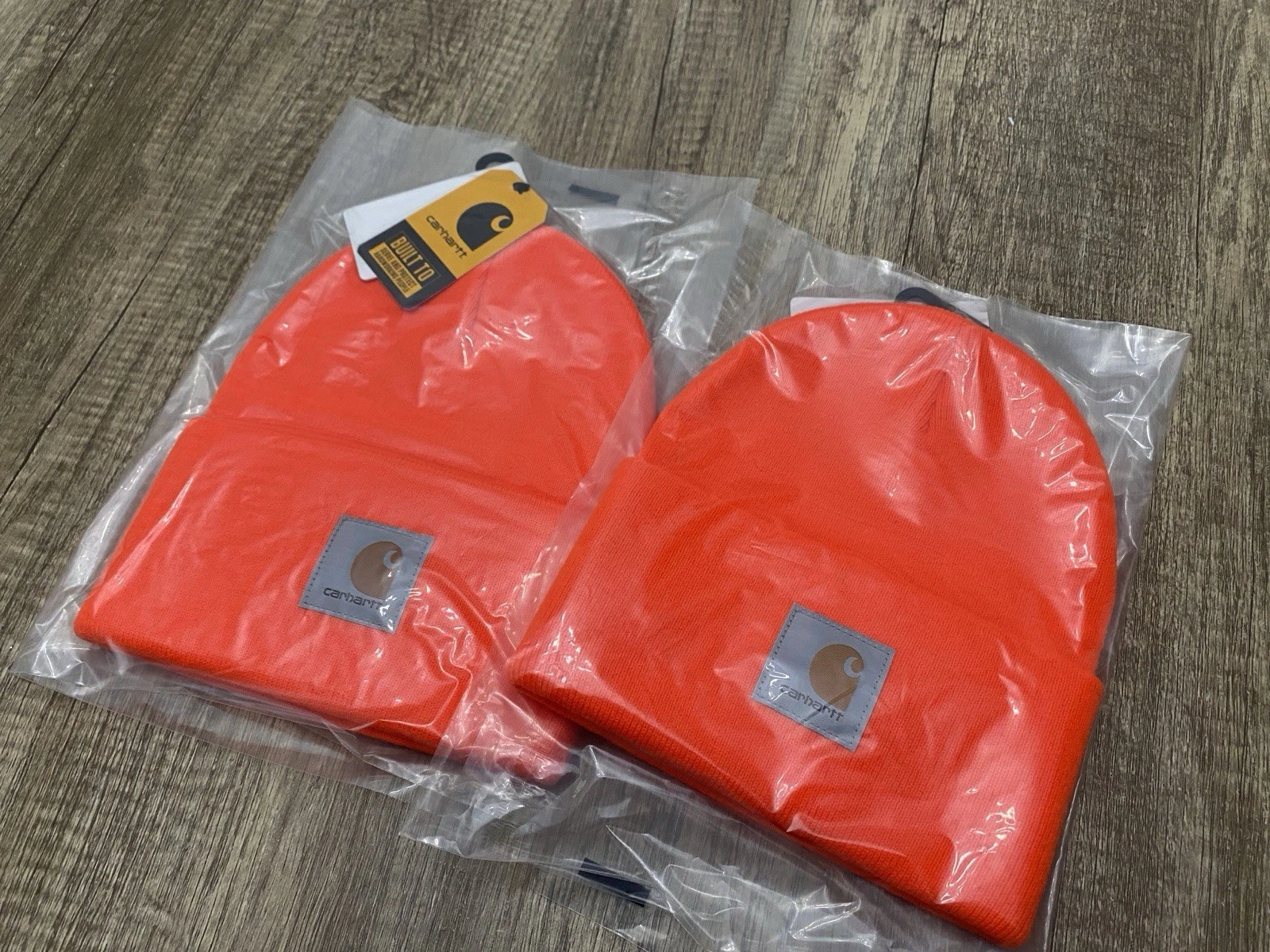 NWT 2 Carhartt A18 BOG Beanies Adult’s One Size Acrylic Knit Cuffed Orange Hats