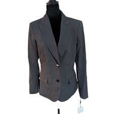 Calvin Klein Womens Charcoal Grey Two Button Blazer Jacket Size 8 NWT 0584
