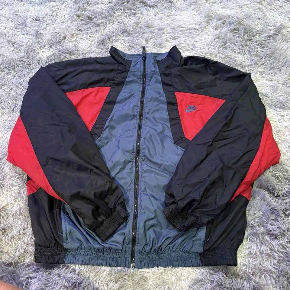 Vintage 1994 Nike Windbreaker Mens XL Colorblock Track Jacket Red Black Blue - Image 2 of 4