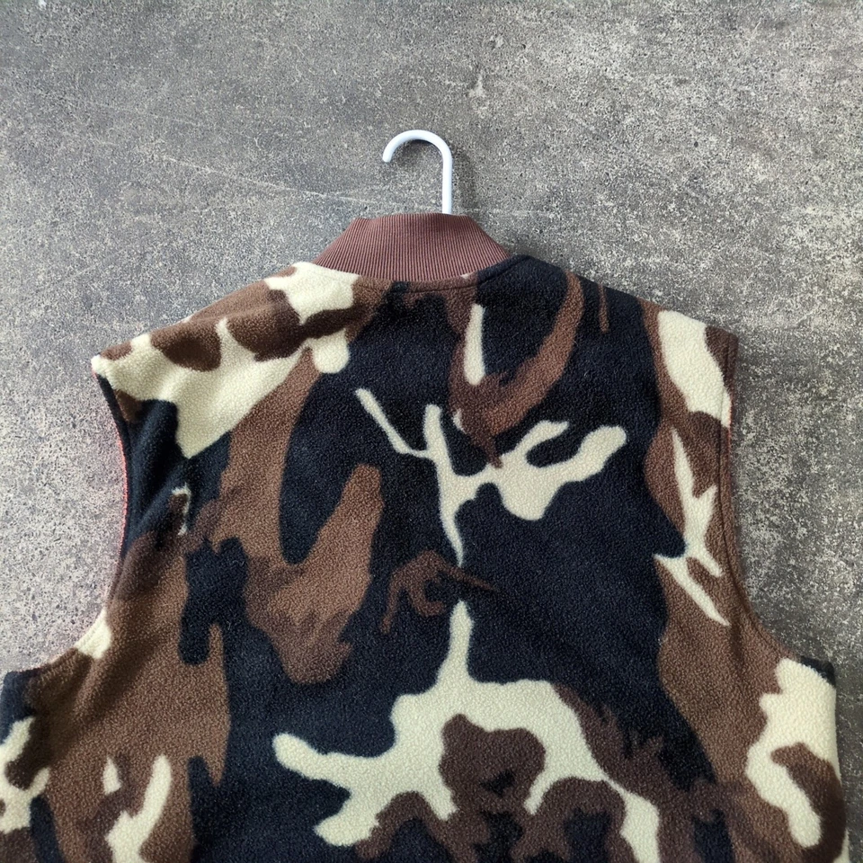 Vintage Cabela's Vest Mens XL Brown Camouflage Whitetail Full Zip Fleece Hunting - Image 4 of 4