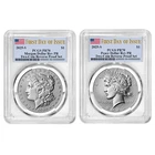 2pc Set - 2025-S Reverse Proof $1 Morgan and Peace Silver Dollar PCGS PR70 FDOI