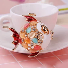 Cute Opal Turbot Fish Keychain Crystal Charm Bag Purse Car Key Ring Accessory